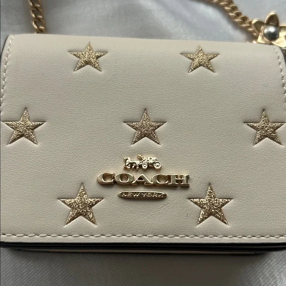 Coach Boxed Mini Wallet On A Chain With Star Print - Picture 2 of 8